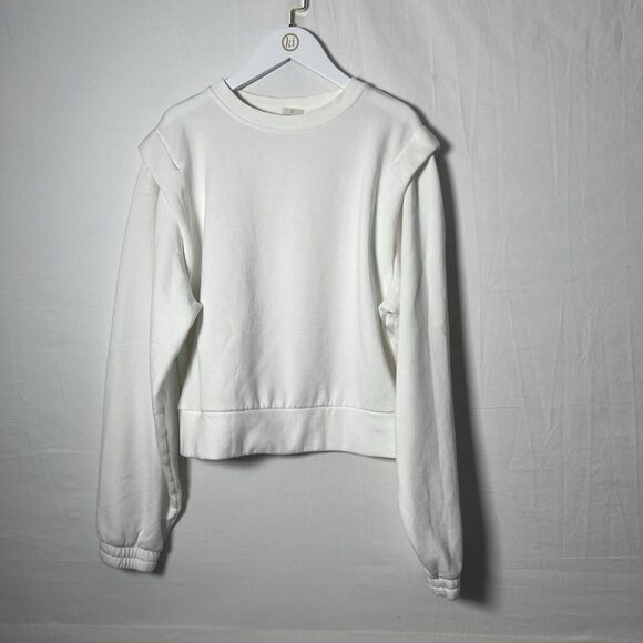 CALIA Women’s White Extended Shoulder Yoga Workout Crop Long Sleeve Sweater Sz M - Picture 1 of 9